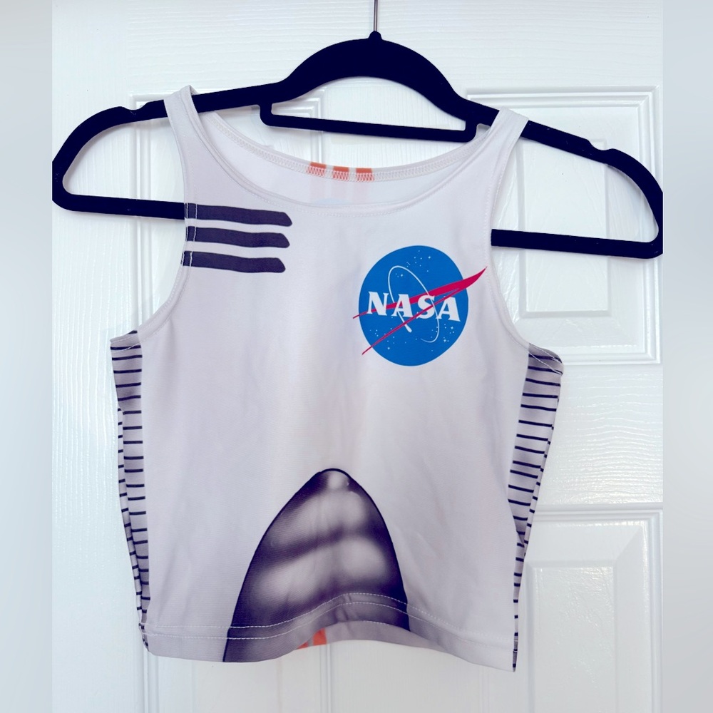 White Cropped Workout-Style Tank | Small | NASA